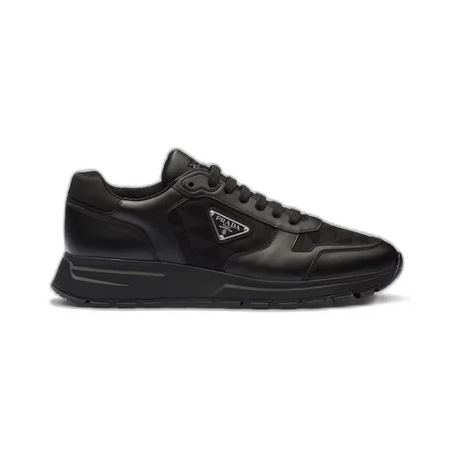 Leather and Re-Nylon high-top sneakers