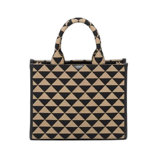 Small Prada Symbole embroidered fabric handbag