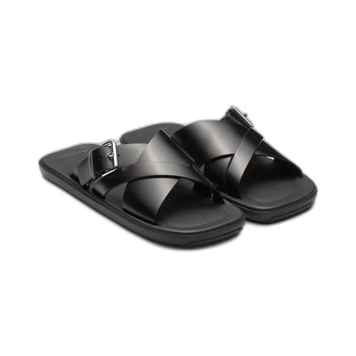 Brushed leather slides