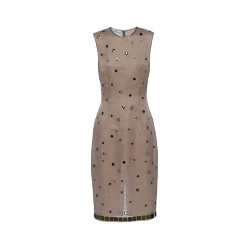 Organza dress with grommet embellishment