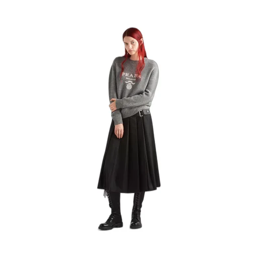 Cashmere and wool Prada logo crew-neck sweater