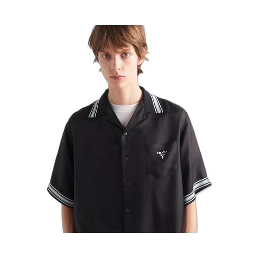 Short-sleeved silk twill shirt