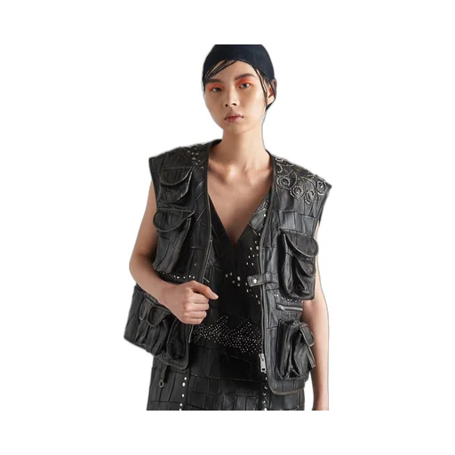 Nappa leather patchwork vest