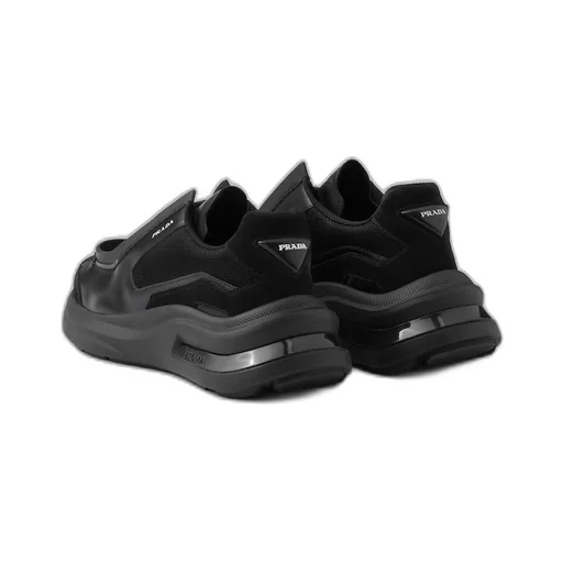 Systeme brushed leather sneakers with bike fabric and suede elements