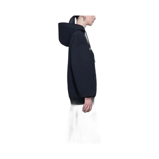 Loose hooded Long Sleeves Hoodie Black