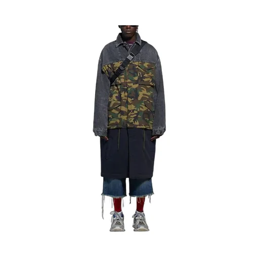 3 Layered Patchwork Knee Length Car Coat