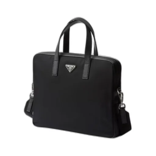 Re-Nylon and Saffiano leather briefcase