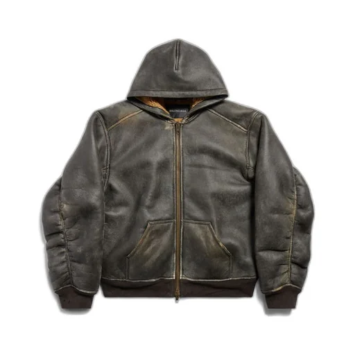 Shearling Zip-Up Hoodie Large Fit