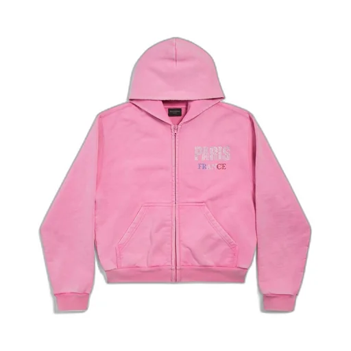 Paris Strass Zip-Up Hoodie Small Fit
