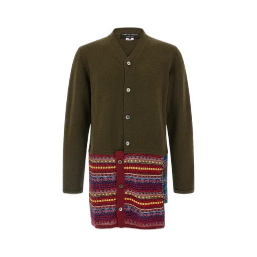 Jacquard Insert Knit Cardigan