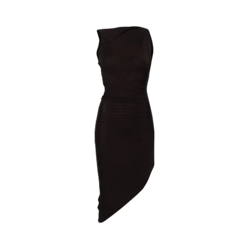 Pleated Asymmetric Midi Dress