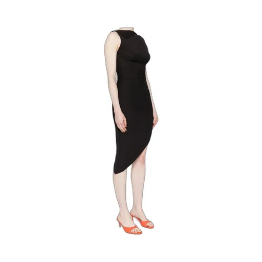 Pleated Asymmetric Midi Dress