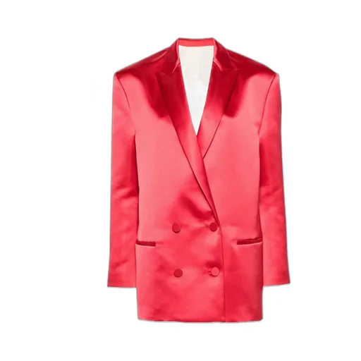 Double-Breasted Satin Blazer