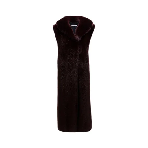 Lapel Sleeveless Fur Coat