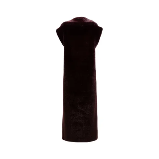 Lapel Sleeveless Fur Coat