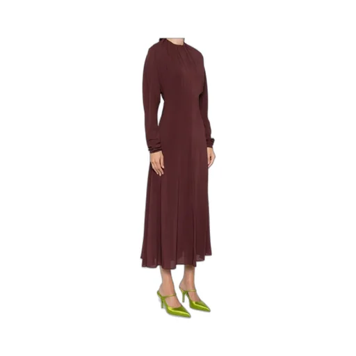 Pleat-Detail Midi Dress