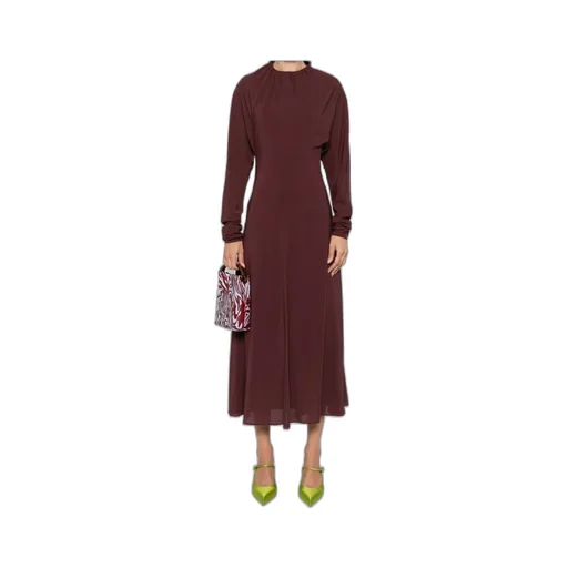 Pleat-Detail Midi Dress