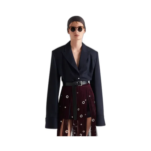 Pinstripe Single-Breasted Shirt Jacket