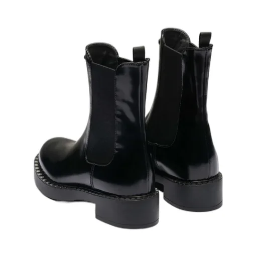 Logo Plaque Almond Toe Ankle Boots