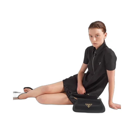 Short-Sleeved Half-Zipped Dress
