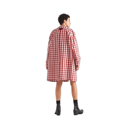 Check-Printed Belted Coat