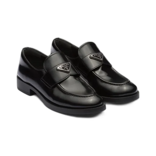 Logo Plaque Almond-Toe Loafers