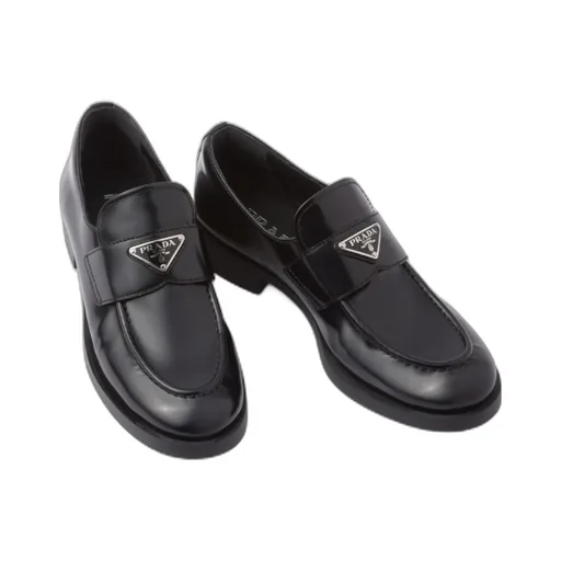 Logo Plaque Almond-Toe Loafers