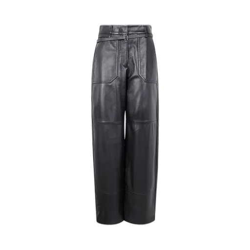 High-Waisted Leather Trousers
