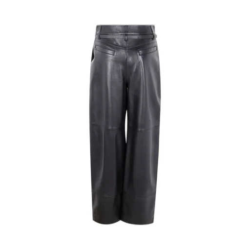 High-Waisted Leather Trousers