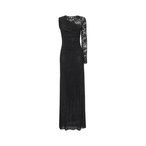 One-Shoulder Sequined Gown With Lace Details