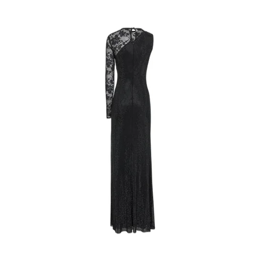 One-Shoulder Sequined Gown With Lace Details