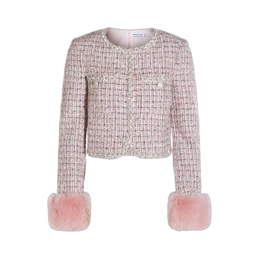Tweed Jacket With Feather Cuffs