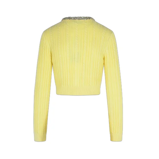 Cropped Cable Knit Cardigan