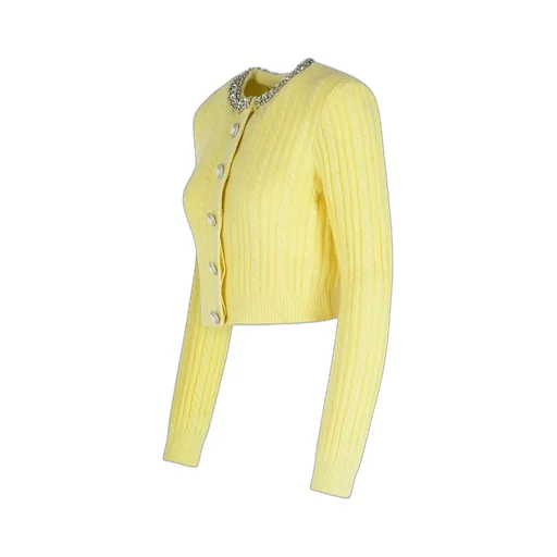 Cropped Cable Knit Cardigan