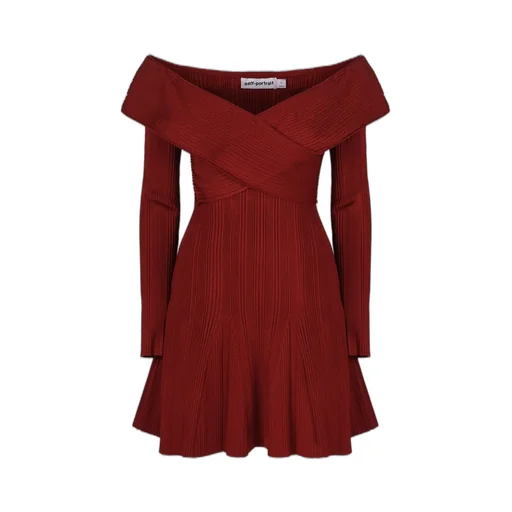 Off-The-Shoulder Ribbed Knit Mini Dress