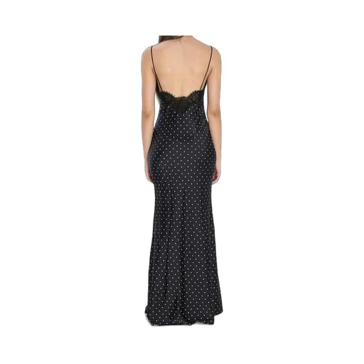Polka Dot Lace Trim Maxi Dress