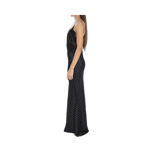 Polka Dot Lace Trim Maxi Dress