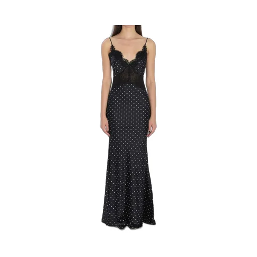 Polka Dot Lace Trim Maxi Dress