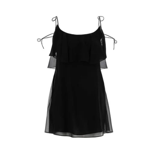 Saint Laurent Robe Ruffled Sleeveless Dress