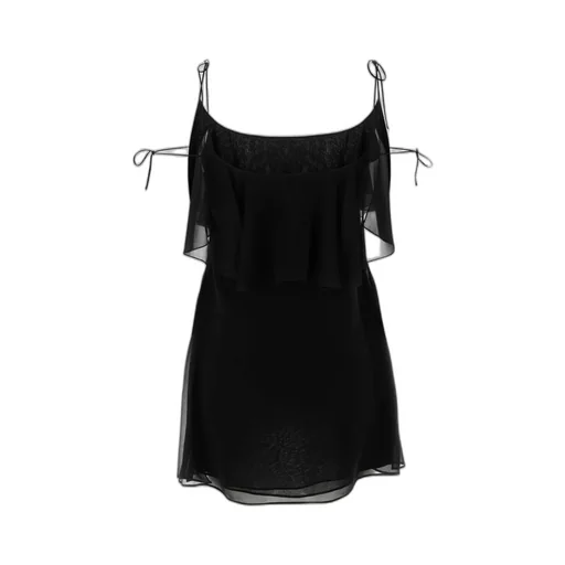 Saint Laurent Robe Ruffled Sleeveless Dress