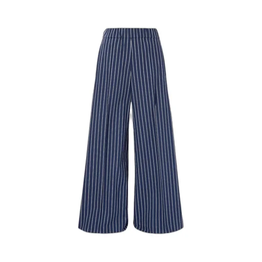 Striped Cotton And Silk-Blend Twill Wide-Leg Pants