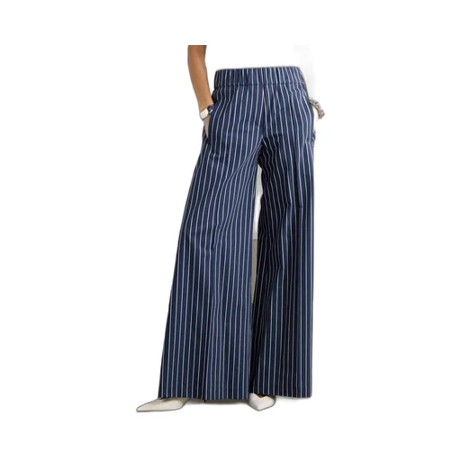 Striped Cotton And Silk-Blend Twill Wide-Leg Pants
