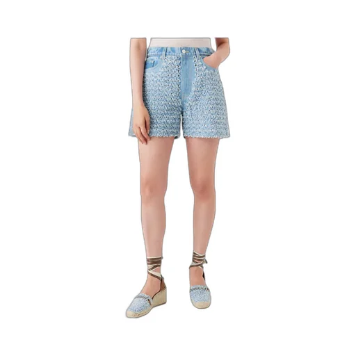Stella Mccartney Mid-Rise Denim Bouclé Shorts