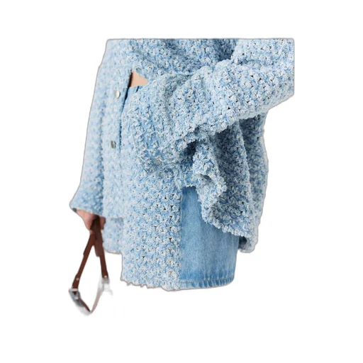 Stella Mccartney Mid-Rise Denim Bouclé Shorts