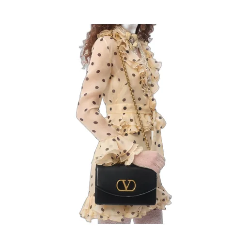 Valentino Polka Dot-Printed V-Neck Ruffled Dress