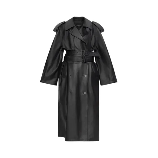Belted Leather Trench Coat