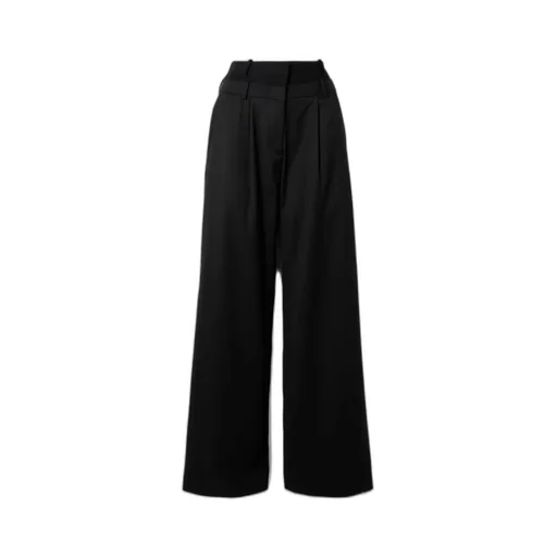Layered Pleated Wide-Leg Pants