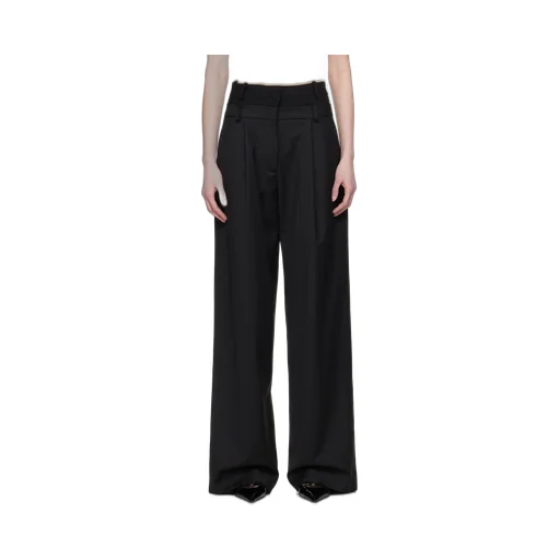 Layered Pleated Wide-Leg Pants