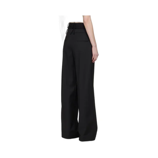 Layered Pleated Wide-Leg Pants