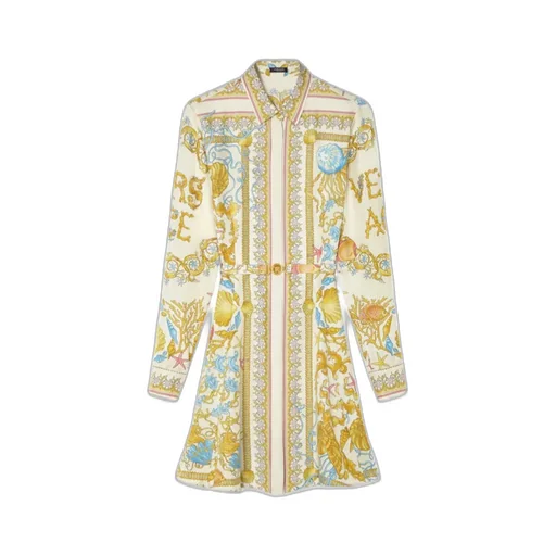 Versace Barocco Printed Long-Sleeved Dress